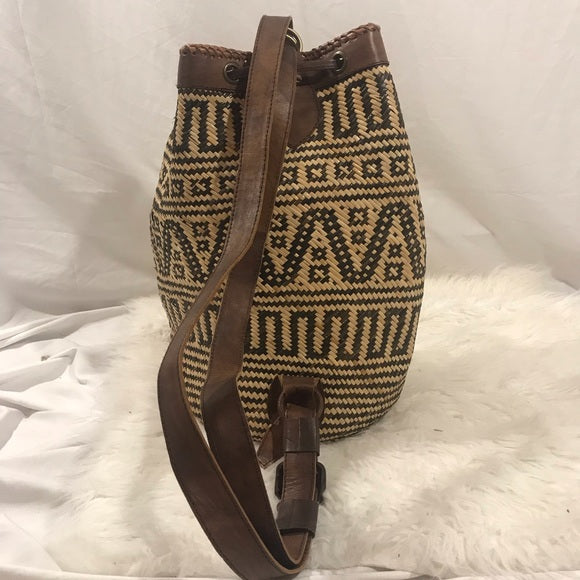 Vintage Handmade Woven Bamboo and Leather Backpack – Rad  display picture 1