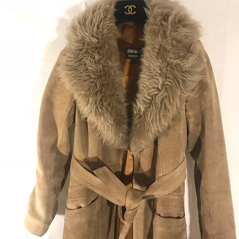 Vintage Full Length Coat with Fur Collar - Rad Treasures