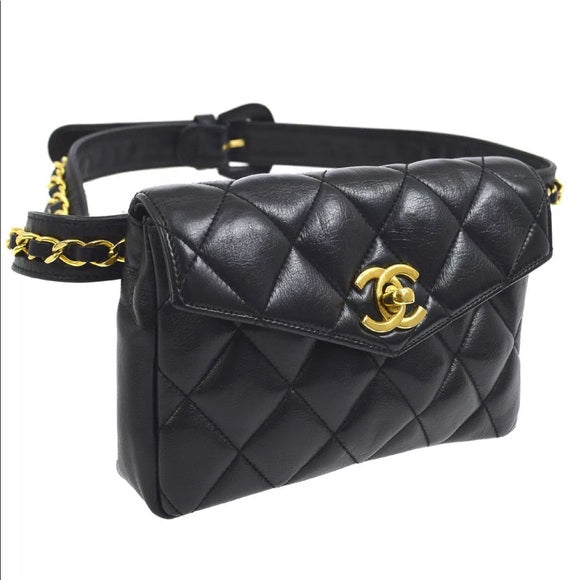 Limited Chanel 19A All About Chains Waist Bag Fanny Pack Black
