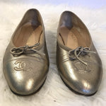 Rare Chanel Ballet Shoes In Gold - Rad Treasures