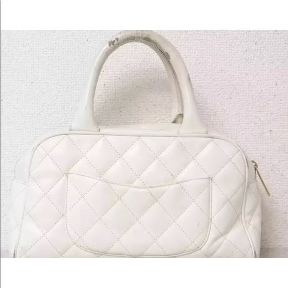 Chanel Shopping Tote Off-white Quilted Caviar Petite 233992 White Shoulder  Bag