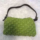 Fendi Small Knit Baguette Bag In Lime Green - Rad Treasures