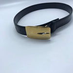 Vintage Black Leather Gucci Belt in Gold Hardware - Rad Treasures