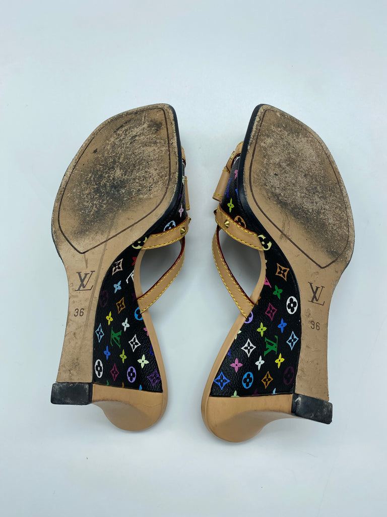 Louis Vuitton Murakami Multicolor Wedge Shoes  Louis vuitton murakami, Louis  vuitton shoes heels, Lace up wedge sandals