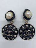 Vintage Chanel Oversized Big CC Pearl Earrings - Rad Treasures