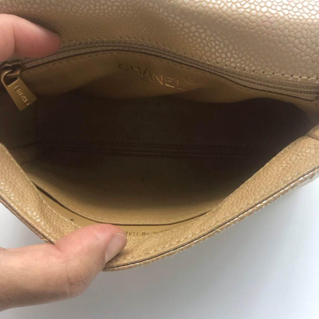 CHANEL Caviar Beige Quilted Mini Rectangular Flap Bag – Rad Treasures