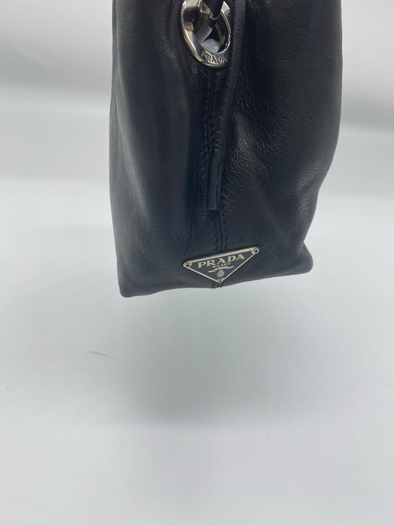 Black Prada Leather Ring Handbag