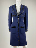 Chanel Blue Boucle Jacket with Patent Trim