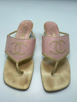 Chanel Pink Square Toe Sandals