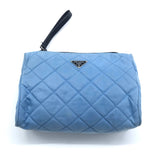 Prada Nylon Quilted Baby Blue Clutch / Pouch - Rad Treasures