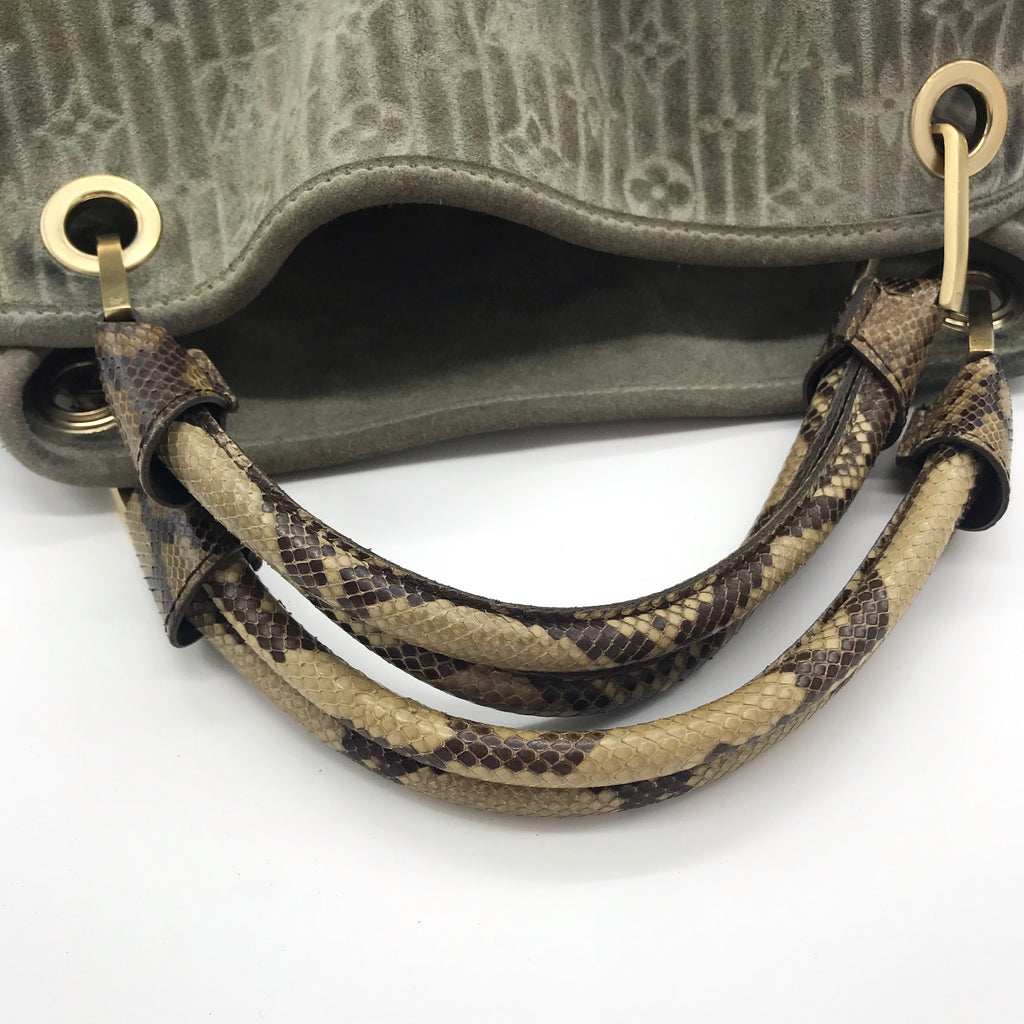 Louis Vuitton Wish Bag Monogram Suede with Python at 1stDibs