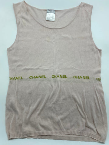 CHANEL LETTER LOGO 2004 / 04P PINK GREEN TANK TOP FR 40