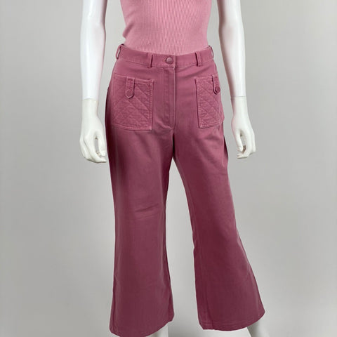 Vintage Chanel Highwaisted Pink Flare Jeans with Quilted Pockets - Rad Treasures