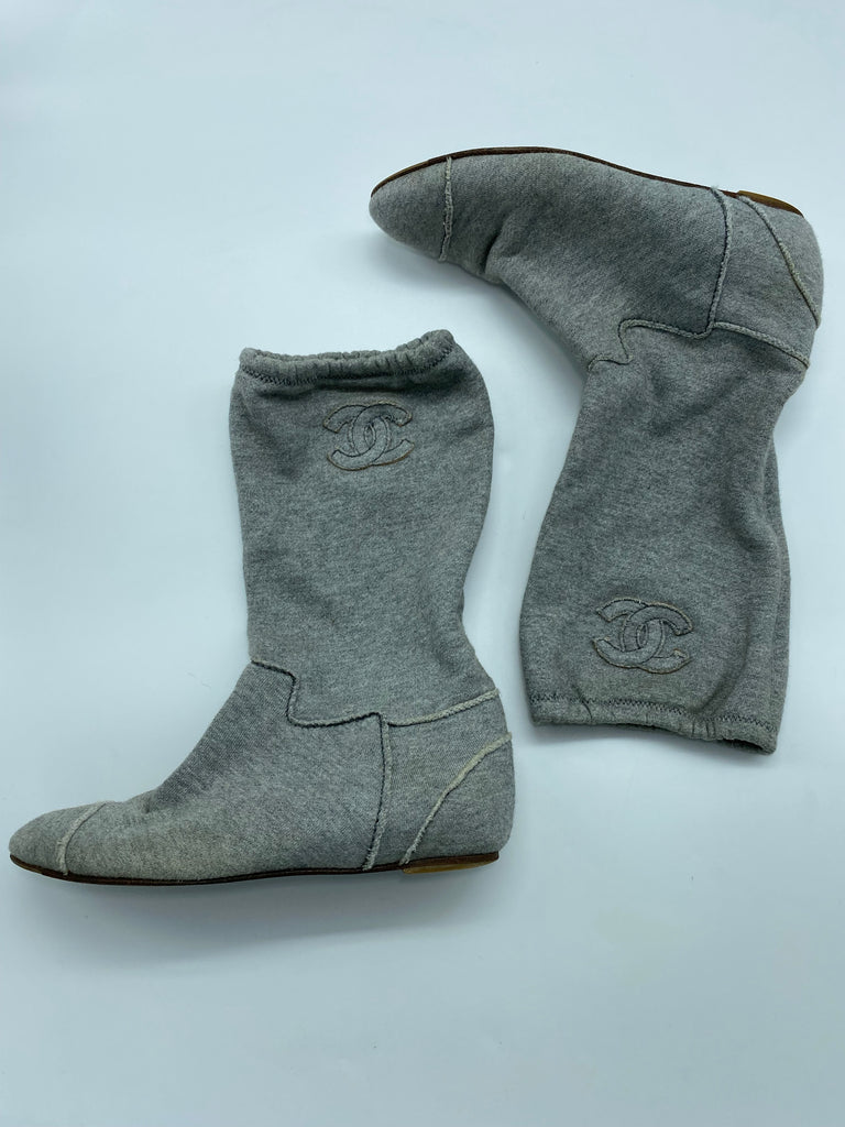 Chanel grey cotton Sweatshirt Fabric Boots – Rad Treasures