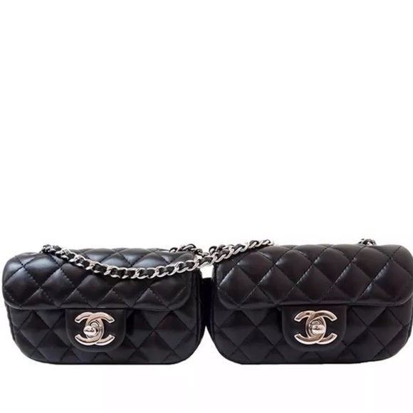 black pink chanel handbag